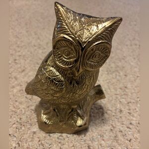 BRASS OWL FIGURINE MADE IN INDIA NWOT